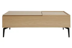 Miliboo Table Basse-Table basse relevable rectangulaire bois clair finition chêne et métal noir L103 cm SEDA