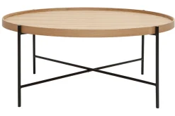 Miliboo Table Basse-Table basse ronde bois clair et métal noir D90 cm BASSY