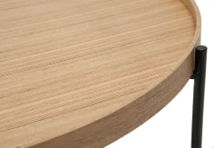 Miliboo Table Basse-Table basse ronde bois clair et métal noir D75 cm BASSY