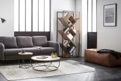 Miliboo Table Basse-Table basse ronde bois clair chêne et métal noir D80 cm LACE