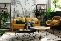 Miliboo Table Basse-Table basse ronde bois clair chêne et métal noir D80 cm LACE