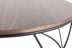 Miliboo Table Basse-Table basse ronde bois foncé noyer et métal noir D80 cm LACE