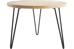 Miliboo Table Basse|Table D'appoint-Table basse ronde bois manguier massif et métal noir D60 cm VIBES