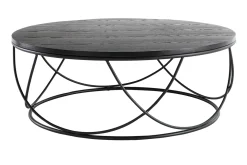Miliboo Table Basse-Table basse ronde bois noir et métal noir D80 cm LACE