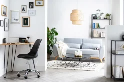 Miliboo Table Basse-Table basse ronde bois noir et métal noir D80 cm LACE