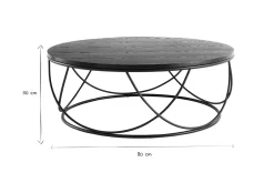 Miliboo Table Basse-Table basse ronde bois noir et métal noir D80 cm LACE