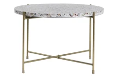 Miliboo Table Basse-Table basse ronde design en terrazzo et métal doré D55 cm MEZZO