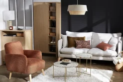 Miliboo Table Basse-Table basse ronde design en terrazzo et métal doré D55 cm MEZZO