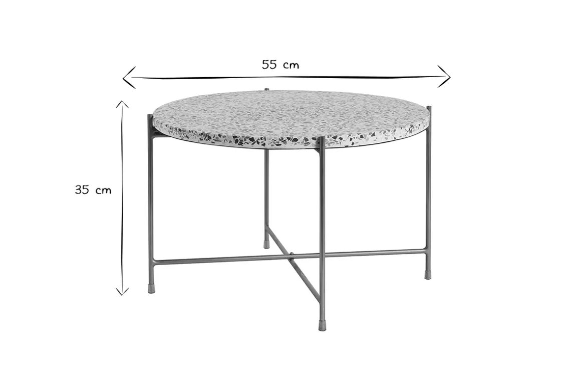 Miliboo Table Basse-Table basse ronde design en terrazzo et métal doré D55 cm MEZZO