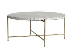 Miliboo Table Basse-Table basse ronde design en terrazzo et métal doré D81 cm MEZZO