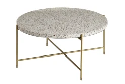 Miliboo Table Basse-Table basse ronde design en terrazzo et métal doré D81 cm MEZZO