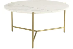 Miliboo Table Basse-Table basse ronde design en marbre blanc et laiton D90 cm SILLON