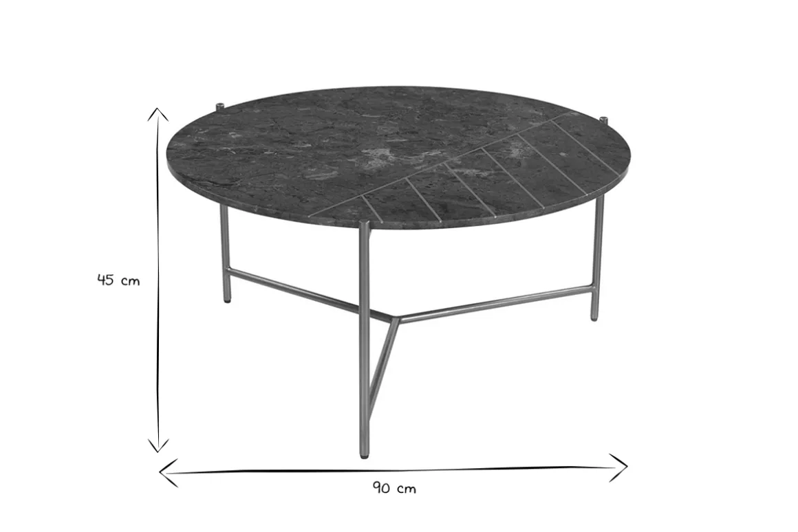 Miliboo Table Basse-Table basse ronde design en marbre vert et laiton D90 cm SILLON
