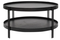 Miliboo Table Basse-Table basse ronde design bois noir et métal noir D80 cm TWICE