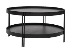 Miliboo Table Basse-Table basse ronde design bois noir et métal noir D80 cm TWICE