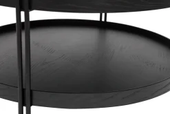 Miliboo Table Basse-Table basse ronde design bois noir et métal noir D80 cm TWICE