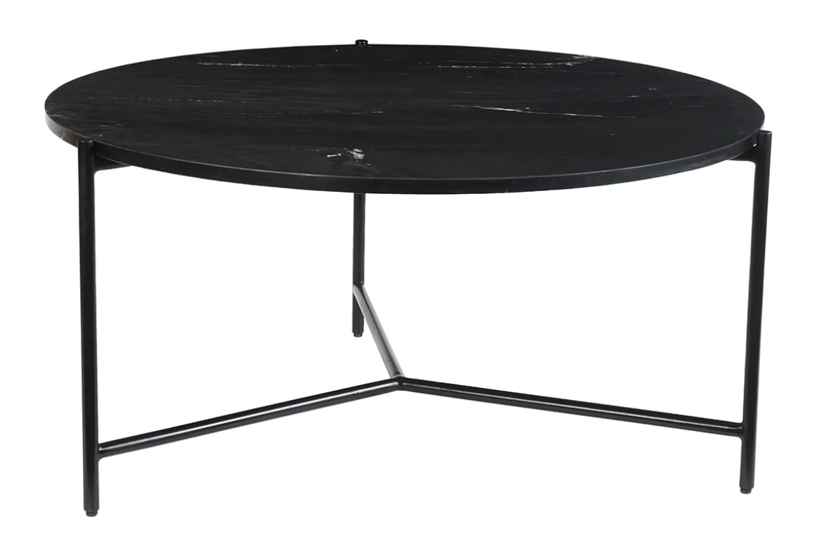 Miliboo Table Basse-Table basse ronde design en marbre noir D90 cm BUMCELLO