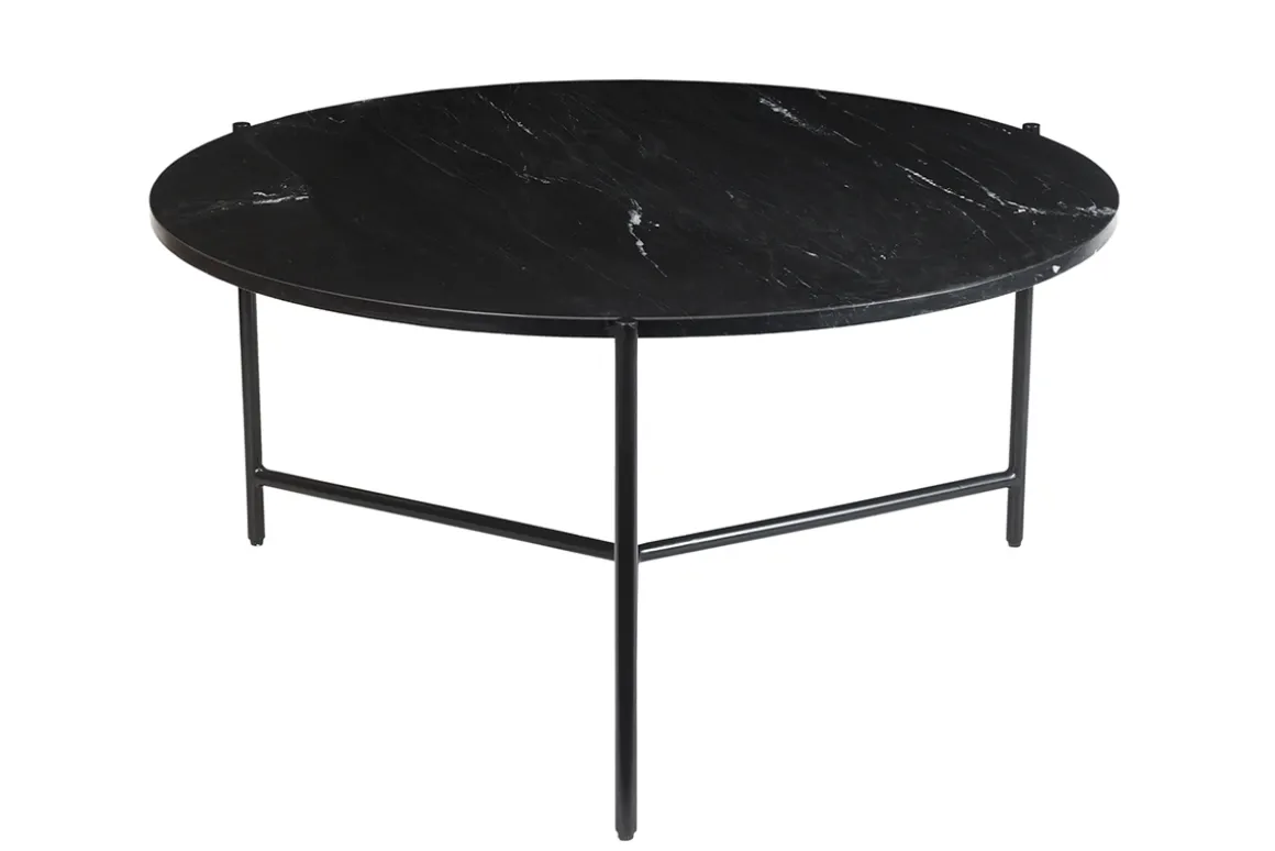 Miliboo Table Basse-Table basse ronde design en marbre noir D90 cm BUMCELLO