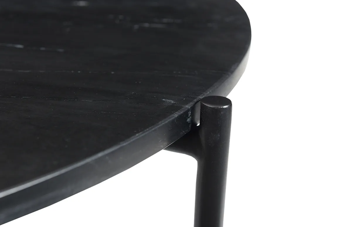 Miliboo Table Basse-Table basse ronde design en marbre noir D90 cm BUMCELLO