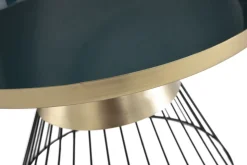 Miliboo Table Basse-Table basse ronde en acier laqué bleu pétrole et doré D55 cm SPLEEN