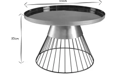 Miliboo Table Basse-Table basse ronde en acier laqué bleu pétrole et doré D55 cm SPLEEN