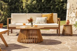 Miliboo Table Basse|Table De Jardin-Table basse ronde en bois massif D80 cm - NASSAU