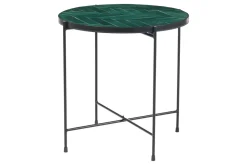 Miliboo Table Basse-Table basse ronde en céramique vert foncé et métal noir D50 cm KOTTA