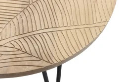 Miliboo Table Basse-Table basse ronde gravée bois manguier massif et métal noir D80 cm VIBES