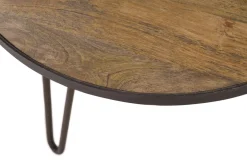 Miliboo Table Basse-Table basse ronde industrielle bois manguier massif et métal noir L80 cm ATELIER