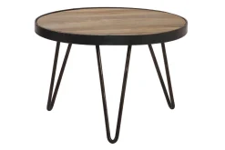 Miliboo Table Basse|Table D'appoint-Table basse ronde industrielle bois manguier massif et métal noir D50 cm ATELIER