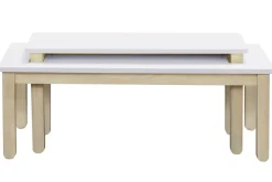 Miliboo Table Basse-Table basse scandinave avec banc intégré blanc et bois clair L110 cm CYBEL