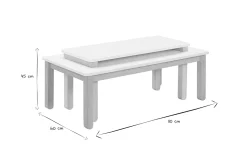 Miliboo Table Basse-Table basse scandinave avec banc intégré blanc et bois clair L110 cm CYBEL