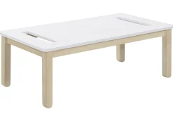 Miliboo Table Basse-Table basse scandinave avec banc intégré blanc et bois clair L110 cm CYBEL