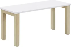 Miliboo Table Basse-Table basse scandinave avec banc intégré blanc et bois clair L110 cm CYBEL