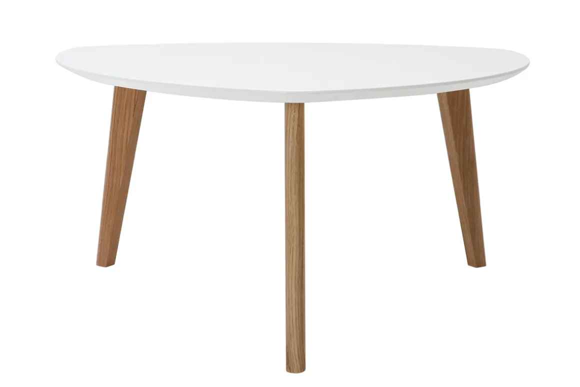 Miliboo Table Basse-Table basse scandinave blanc et bois clair chêne L80 cm EKKA