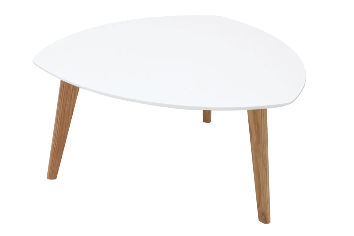 Miliboo Table Basse-Table basse scandinave blanc et bois clair chêne L80 cm EKKA