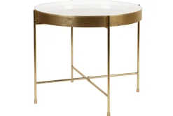 Miliboo Table Basse|Table D'appoint-Table d'appoint avec plateau réversible bleu canard / blanc D51 cm SATEEN