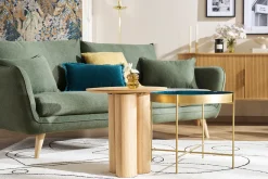 Miliboo Table Basse|Table D'appoint-Table d'appoint avec plateau réversible bleu canard / blanc D51 cm SATEEN