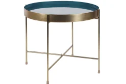 Miliboo Table Basse|Table D'appoint-Table d'appoint avec plateau réversible bleu canard / blanc D51 cm SATEEN