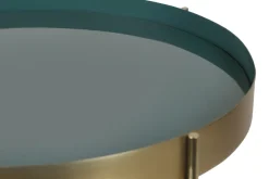 Miliboo Table Basse|Table D'appoint-Table d'appoint avec plateau réversible bleu canard / blanc D51 cm SATEEN