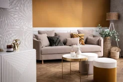 Miliboo Table Basse|Table D'appoint-Table d'appoint avec plateau réversible bleu canard / blanc D51 cm SATEEN