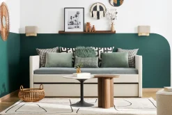 Miliboo Table Basse|Table D'appoint-Table d'appoint design bois foncé noyer L44 cm HOLLEN