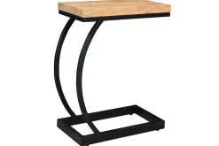 Miliboo Table D'appoint|Table De Chevet-Table d'appoint design rectangulaire en bois massif et métal noir L45 cm BREAK