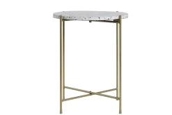 Miliboo Table D'appoint-Table d'appoint design ronde en terrazzo et métal doré D40 cm MEZZO
