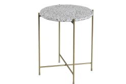 Miliboo Table D'appoint-Table d'appoint design ronde en terrazzo et métal doré D40 cm MEZZO