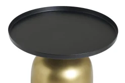 Miliboo Table D'appoint-Table d'appoint design ronde en métal doré et plateau noir mat RAMSES