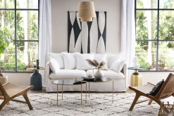 Miliboo Table D'appoint-Table d'appoint design ronde en métal doré et plateau bleu pétrole mat RAMSES