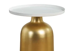 Miliboo Table D'appoint-Table d'appoint design ronde en métal doré et plateau blanc mat RAMSES