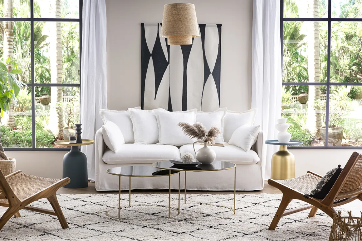 Miliboo Table D'appoint-Table d'appoint design ronde en métal bleu pétrole mat et plateau doré RAMSES