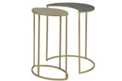 Miliboo Table D'appoint-Table d'appoint en métal laqué noir et doré TOSCANE